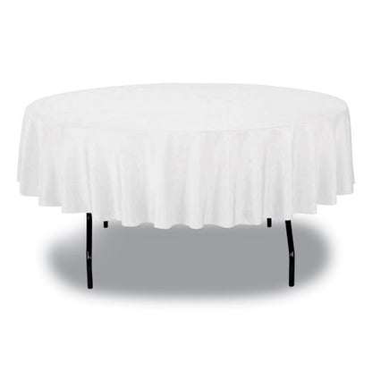 Table Set Round Table Cover, Plastic, 84" Diameter, White, 6/pack