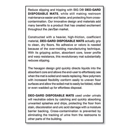Deo-gard Disposable Urinal Mat, Charcoal, Mountain Air, 17.5 X 20.5, 6/carton