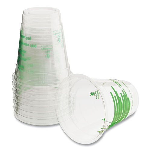 Eco-id Compostable Pla Corn Plastic Cold Cups, 12 Oz, Clear/green, 50/pack, 6 Packs/carton