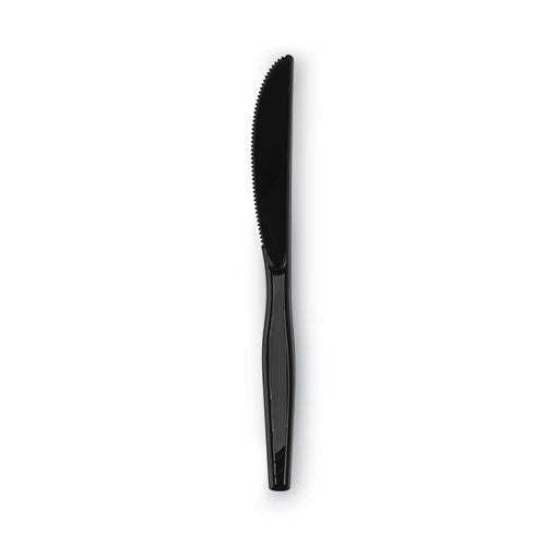 Plastic Cutlery, Heavy Mediumweight Knives, Black, 1,000/carton