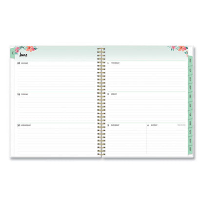 Laurel Academic Year Weekly/monthly Planner, Floral Artwork, 11 X 8.5, Green/pink Cover, 12-month (july-june): 2021-2022