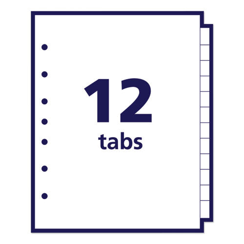 Preprinted Tab Dividers, 12-tab, Jan. To Dec., 8.5 X 5.5, White, 1 Set