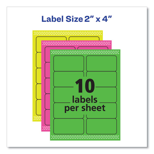 High-visibility Permanent Laser Id Labels, 2 X 4, Neon Assorted, 1000/box