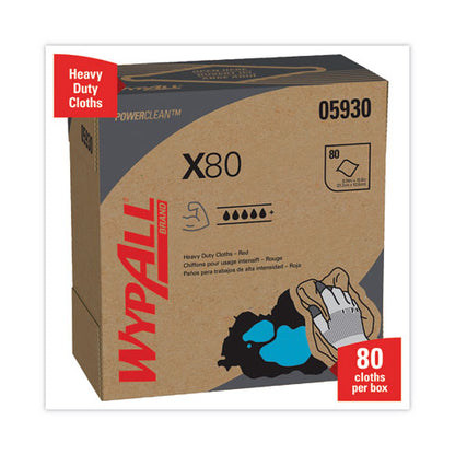 X80 Cloths, Hydroknit, Pop-up Box, 8.34 X 16.8, Red, 80/box, 5 Box/carton