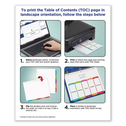 Customizable Toc Ready Index Multicolor Tab Dividers, 8-tab, 1 To 8, 11 X 8.5, White, Contemporary Color Tabs, 1 Set