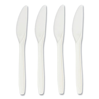 Eco-id Compostable Cutlery, Knife, White, 300/pack