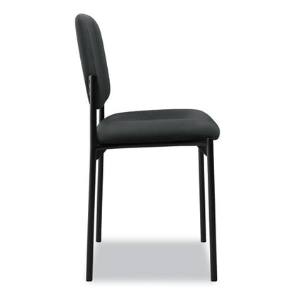 Vl606 Stacking Guest Chair Without Arms, Fabric Upholstery, 21.25" X 21" X 32.75", Charcoal Seat, Charcoal Back, Black Base