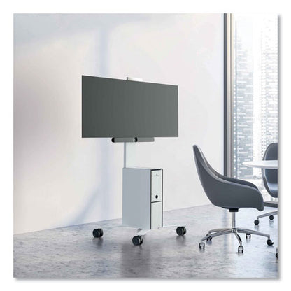 Mobile Tv Cart Coworksation, Engineered Wood, 3 Shelves, 40 Lb Capacity, 22.5 X 22.6 X 50.89, White