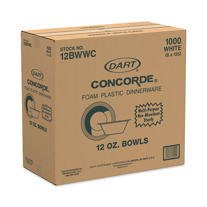 Concorde Non-laminated Foam Bowl, 12 Oz, White, 125/pack, 8 Packs/carton