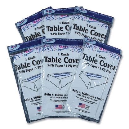 Table Set Poly Tissue Table Cover, 54" X 108", White, 6/pack