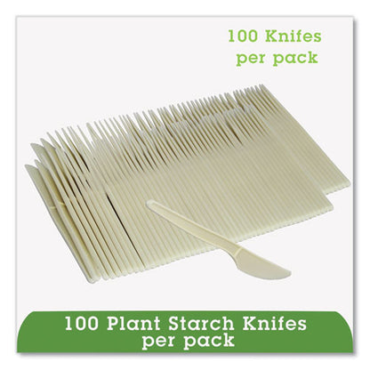 Ecosense Renewable Plant Starch Cutlery, Knife, 7", 50/pack