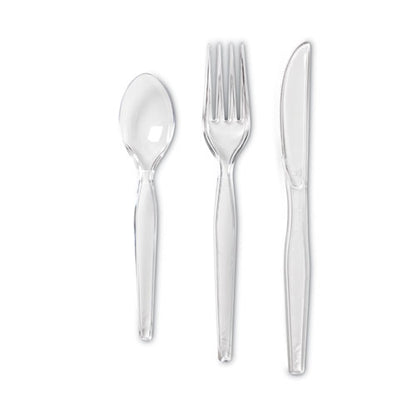 Cutlery Keeper Tray With Clear Plastic Utensils: 600 Forks, 600 Knives, 600 Spoons