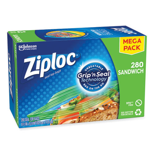 Sandwich Seal Top Bags, 6.5" X 5.88", Clear, 280/box