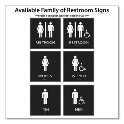 Ada Sign, Unisex Restroom, Plastic, 8 X 8, Clear/white