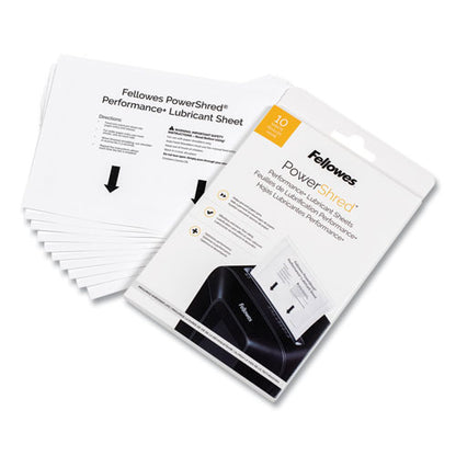 Powershred Performance+ Lubricant Sheets, 8.5 X 6, 10/pack