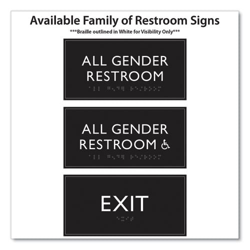 Ada Sign, All Gender Restroom, Plastic, 4 X 4, Clear/white