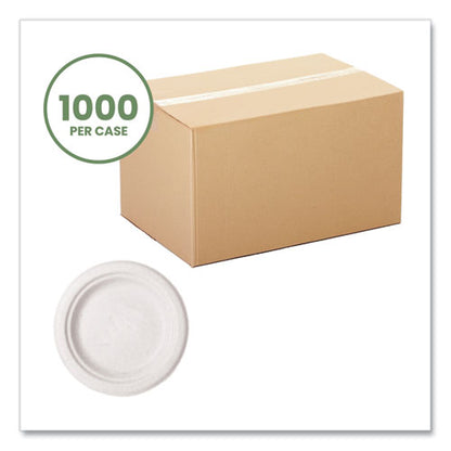 Molded Fiber Tableware, Plate, 6" Diameter, White, 1,000/carton