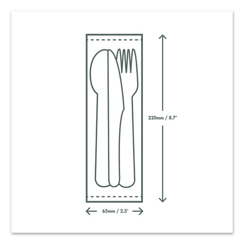 Cutlery Kits, Fork/knife/spoon/napkin, White, 250/carton