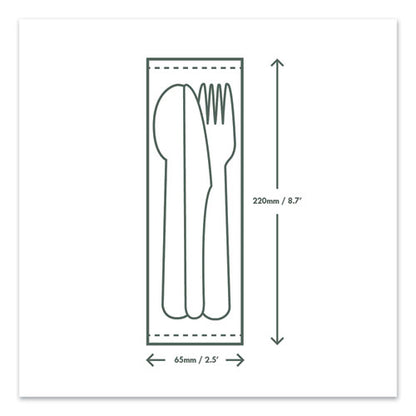 Cutlery Kits, Fork/knife/spoon/napkin, White, 250/carton
