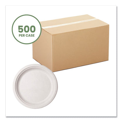 Molded Fiber Tableware, Plate, 10" Diameter, White, 500/carton