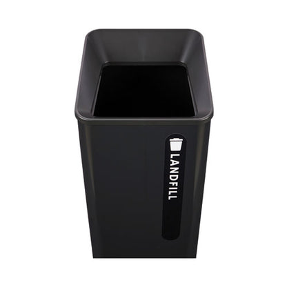 Sustain Decorative Refuse With Recycling Lid, 23 Gal, Metal/plastic, Black