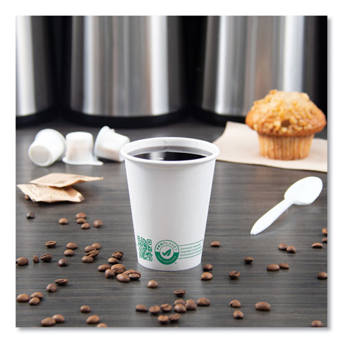 Compostable Paper Hot Cups, Proplanet Seal, 8 Oz, White/green, 1,000/carton