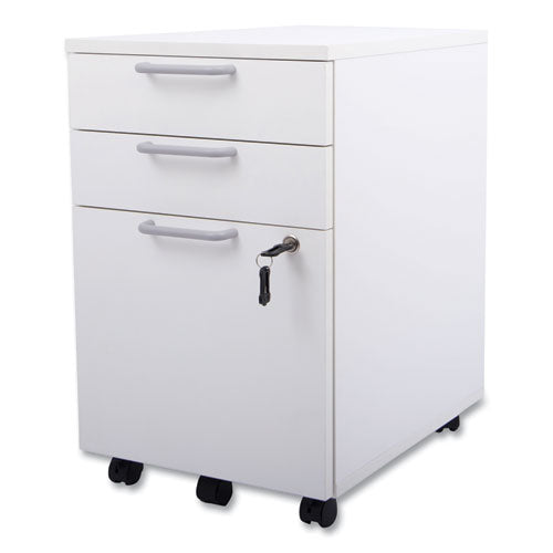 Essentials Mobile Pedestal File, Left Or Right, 3-drawers: Box/box/file, Legal/letter, White, 15.6" X 21.3" X 24.3"