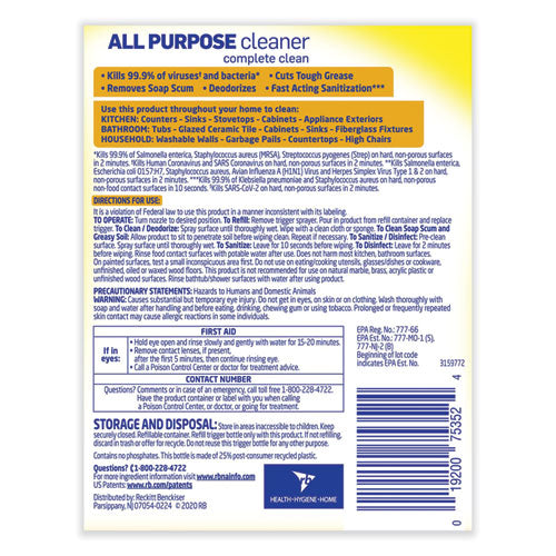 Ready-to-use All-purpose Cleaner, Lemon Breeze, 32 Oz Spray Bottle, 12/carton
