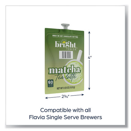 Bright Tea Co. Matcha Latte Freshpack, Matcha Tea Latte, 0.53 Oz Pouch, 72/carton