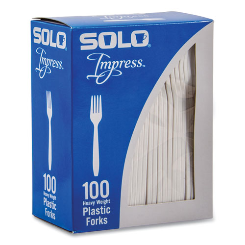 Impress Heavyweight Full-length Polystyrene Cutlery, Fork, White, 100/box, 10 Boxes/carton