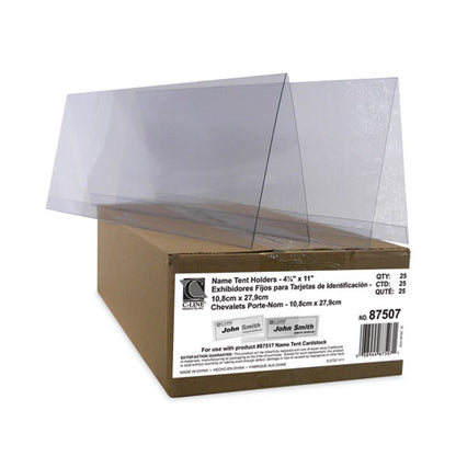 Tent Card Holders, 4.25 X 11.7, Rigid Heavyweight Clear Plastic, 25/box