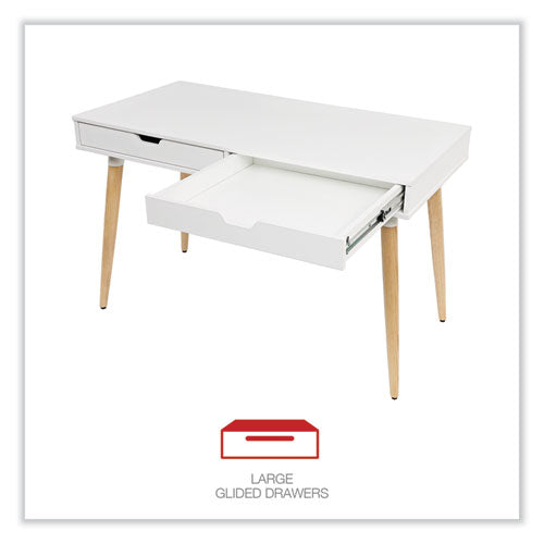 Scandinavian Writing Desk, 47.24" X 23.62" X 29.53", White/beigewood