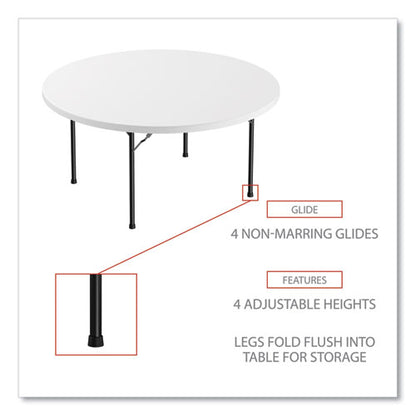 Round Plastic Folding Table, 60" Diameter X 29.25h, White