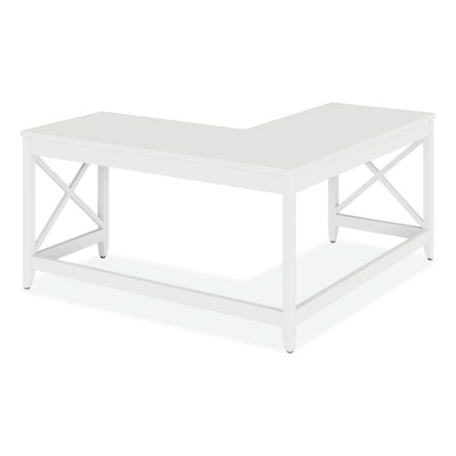 L-shaped Farmhouse Desk, 58.27" X 58.27" X 29.53", White