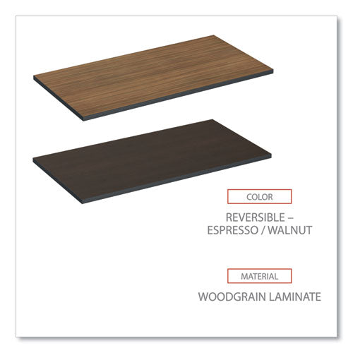 Reversible Laminate Table Top, Rectangular, 47.63w X 23.63d, Espresso/walnut