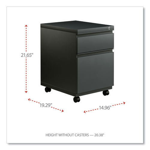 File Pedestal With Full-length Pull, Left Or Right, 2-drawers: Box/file, Legal/letter, Charcoal, 14.96" X 19.29" X 21.65"