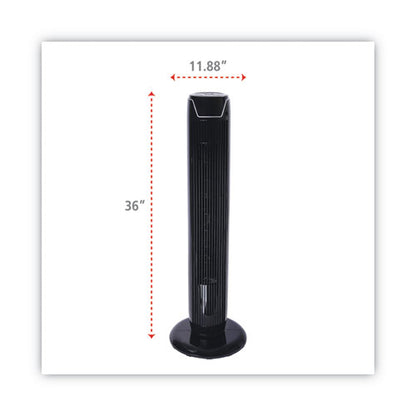 36" 3-speed Oscillating Tower Fan With Remote Control, Plastic, Black