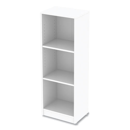 Three-shelf Narrow-footprint Bookcase, 15.75" X 11.42" X 44.33", White