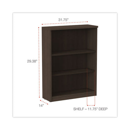 Alera Valencia Series Bookcase, Three-shelf, 31.75w X 14d X 39.38h, Espresso