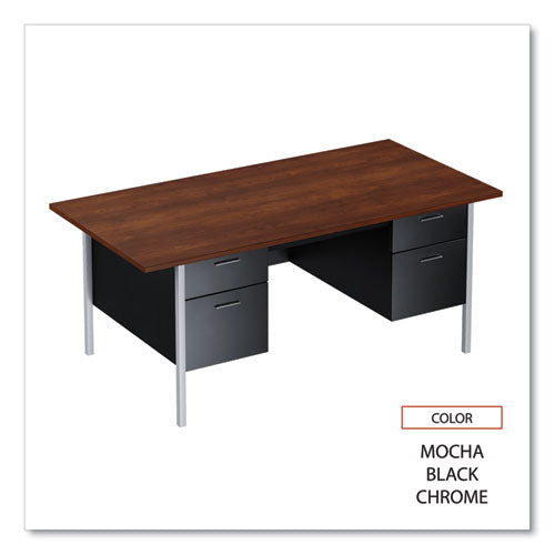 Double Pedestal Steel Desk, 72" X 36" X 29.5", Mocha/black