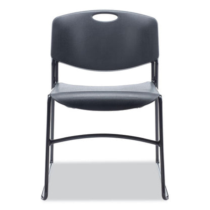 Alera Resin Stacking Chair, Supports Up To 275 Lb, 18.50" Seat Height, Black Seat, Black Back, Black Base, 4/carton