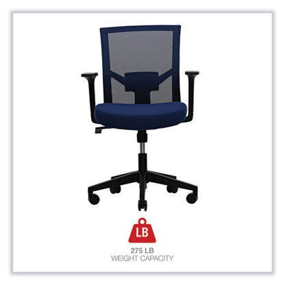 Mesh Back Fabric Task Chair, Supports Up To 275 Lb, 17.32" To 21.1" Seat Height, Navy Seat, Navy Back