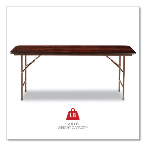 Wood Folding Table, Rectangular, 71.88w X 17.75d X 29.13h, Mahogany