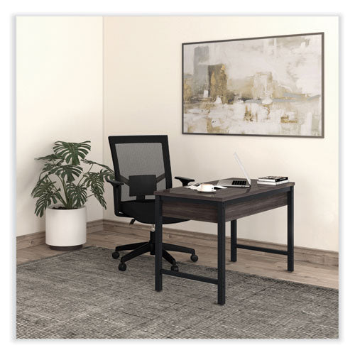 Mesh Back Fabric Task Chair, Supports Up To 275 Lb, 17.32" To 21.1" Seat Height, Black Seat, Black Back