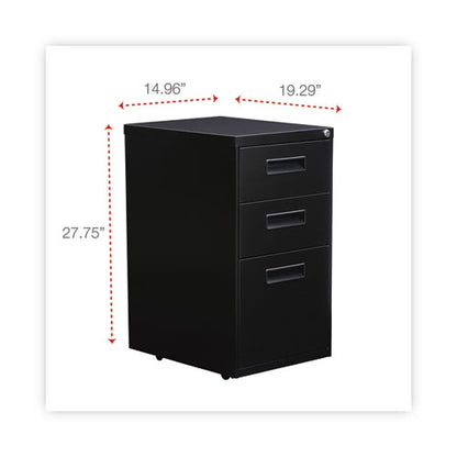 File Pedestal, Left Or Right, 3-drawers: Box/box/file, Legal/letter, Black, 14.96" X 19.29" X 27.75"