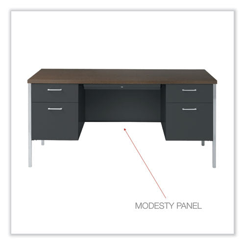 Double Pedestal Steel Desk, 60" X 30" X 29.5", Mocha/black
