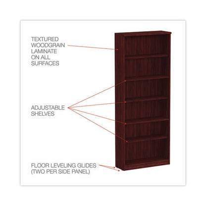 Alera Valencia Series Bookcase, Six-shelf, 31.75w X 14d X 80.25h, Mahogany