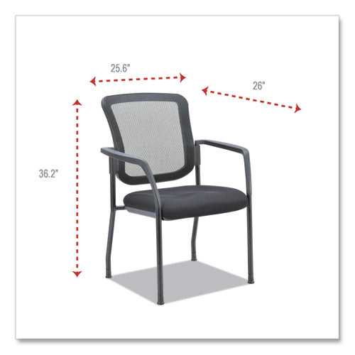 Alera Mesh Guest Stacking Chair, 26" X 25.6" X 36.2", Black Seat, Black Back, Black Base