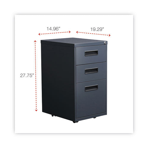 File Pedestal, Left Or Right, 3-drawers: Box/box/file, Legal/letter, Charcoal, 14.96" X 19.29" X 27.75"