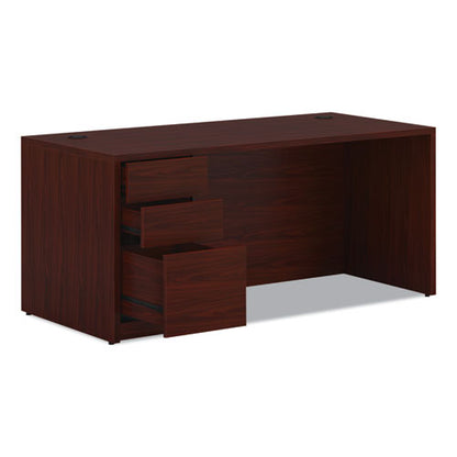 10500 Series Single Pedestal Desk, Left Pedestal: Box/box/file, 66" X 30" X 29.5", Mahogany
